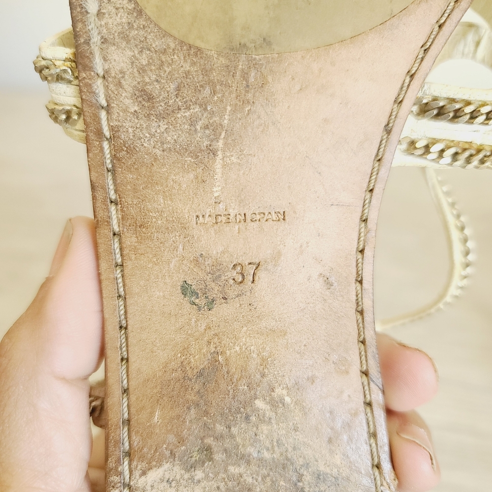 Jimmy Choo White and Gold Strappy Sandals Size 37 - Picture 5 of 5